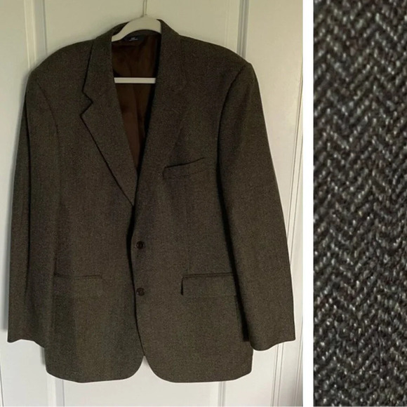 Brooks Brothers Brown 2 Button Herringbone Sport Coat Blazer Jacket nbnn - Picture 1 of 16